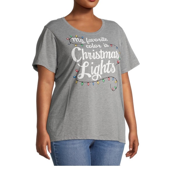 Women's Plus Size Festive Short Sleeve Crewneck T-Shirt - Picture 1 of 5